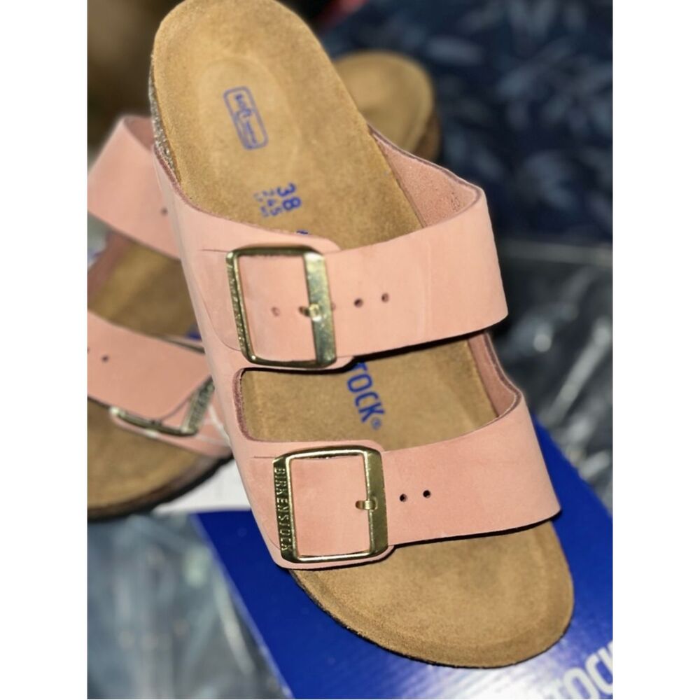 NEW BIRKENSTOCK Arizona Suede Sandals Women Size 38 Light Pink Rose Bohemian